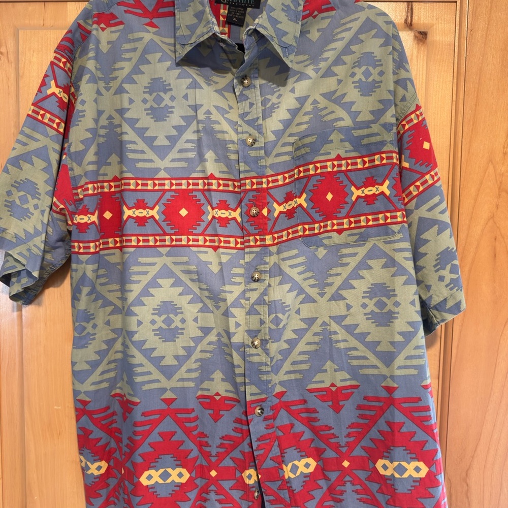 Tribal Print Button-Up Shirt